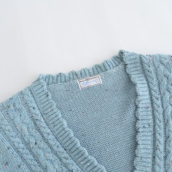 Vintage Maggie Lawrence Sport Cable Knit Blue Button Up Cardigan Sweater XL - Picture 10 of 10